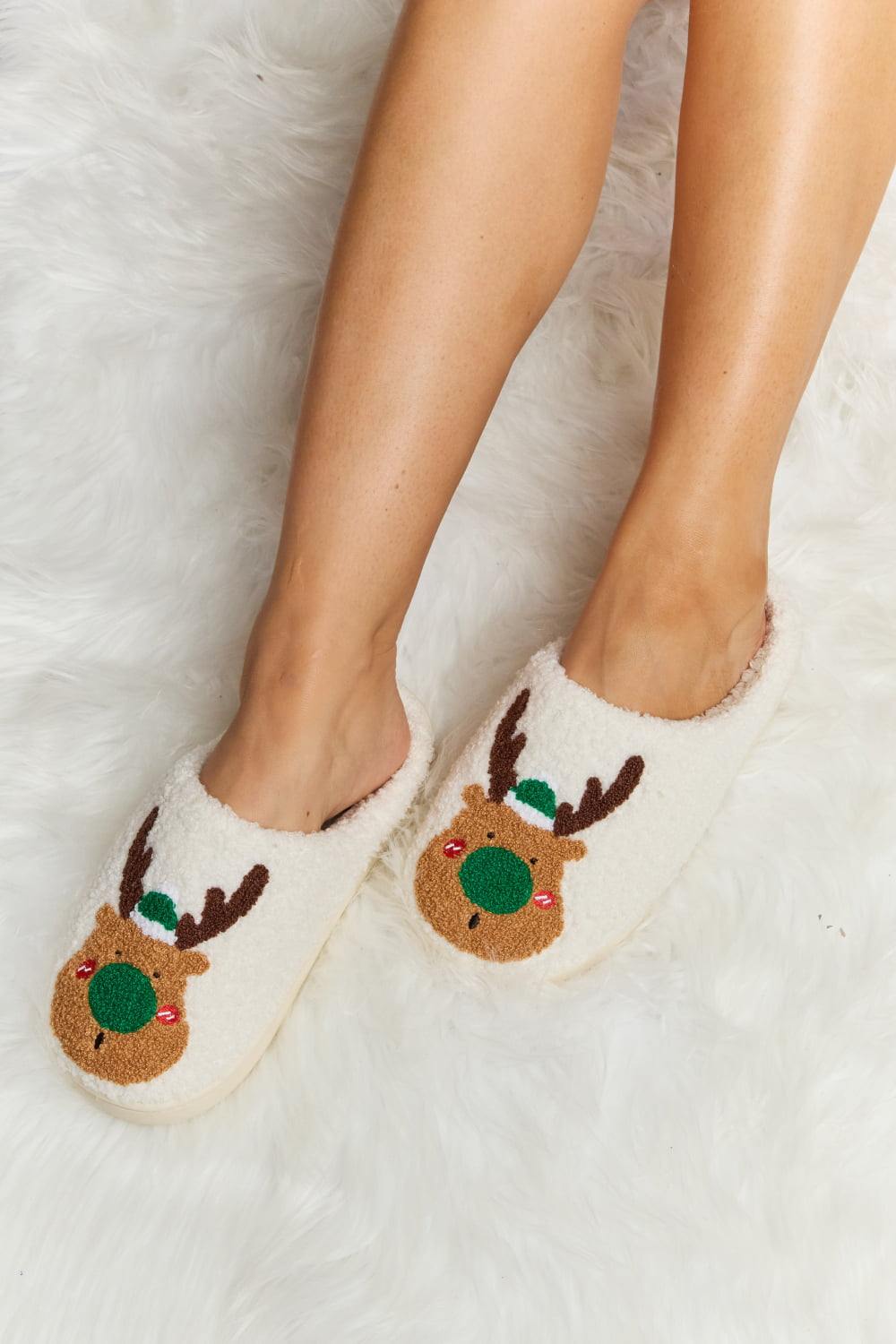 Melody Rudolph Print Plush Slide Slippers - Flyclothing LLC