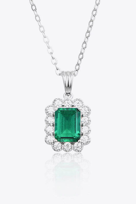 1.5 Carat Lab-Grown Emerald Pendant 925 Sterling Silver Necklace - Trendsi