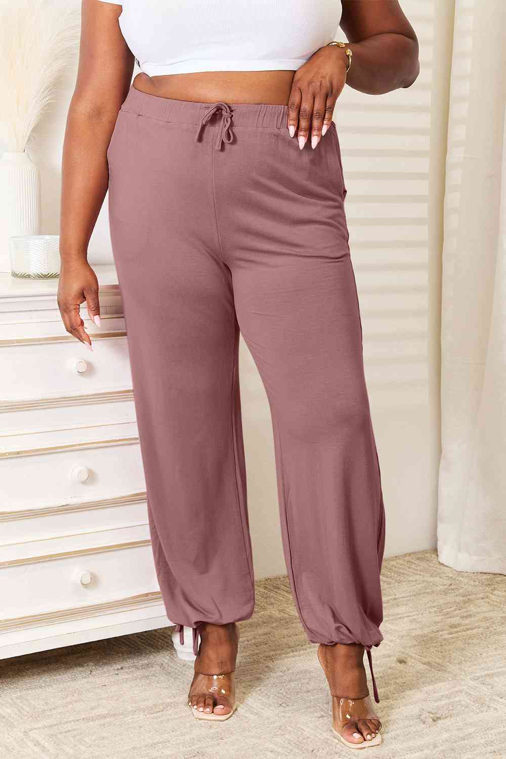 Basic Bae Full Size Soft Rayon Drawstring Waist Pants with Pockets - Flyclothing LLC