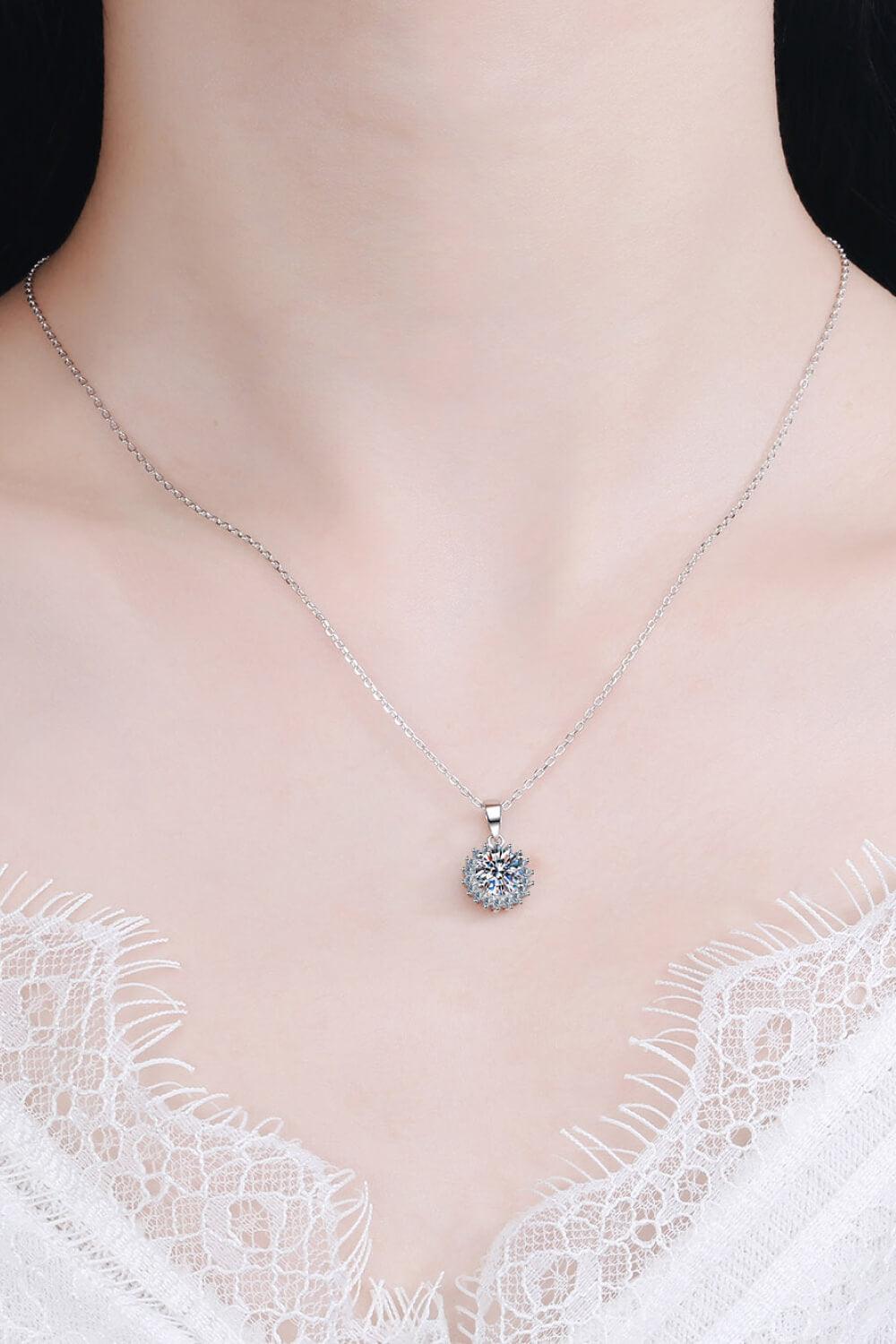 925 Sterling Silver Moissanite Pendant Necklace - Flyclothing LLC