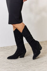 Forever Link Rhinestone Knee High Cowboy Boots - Flyclothing LLC