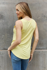 BOMBOM Criss Cross Front Detail Sleeveless Top in Butter Yellow - Flyclothing LLC