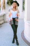 Color Block Open Front Slit Cardigan - Trendsi