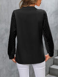 Notched Long Sleeve Blouse - Flyclothing LLC