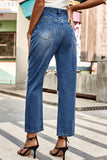 Distressed Buttoned Jeans with Pockets - Flyclothing LLC