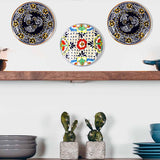 Handmade Pottery 8" Trivet or Wall Hanging, Blue - Encantada - Flyclothing LLC