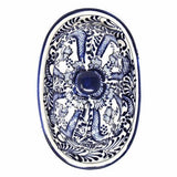 Handmade Pottery Butter Dish, Blue Flower - Encantada - Flyclothing LLC