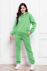 Drop Shoulder Long Sleeve Hoodie and Pants Set - Flyclothing LLC