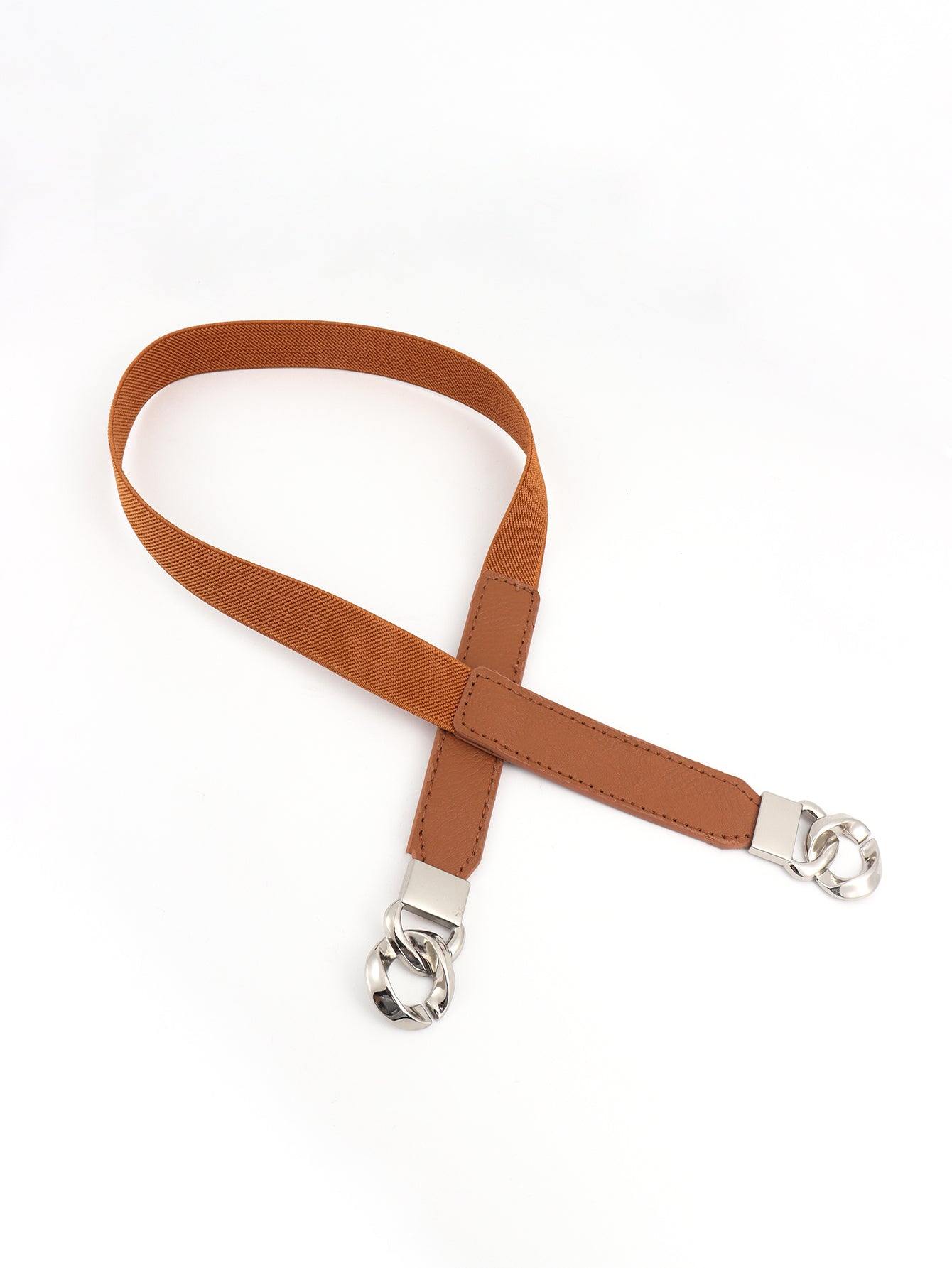 Zinc Alloy Buckle Elastic PU Belt - Flyclothing LLC