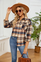 Collared Plaid Shacket - Flyclothing LLC