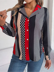 Polka Dot Contrast Long Sleeve Shirt - Flyclothing LLC