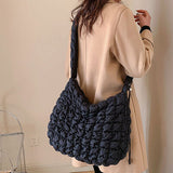 Drawstring Adjustable Strap Quilted Shoulder Bag - Flyclothing LLC