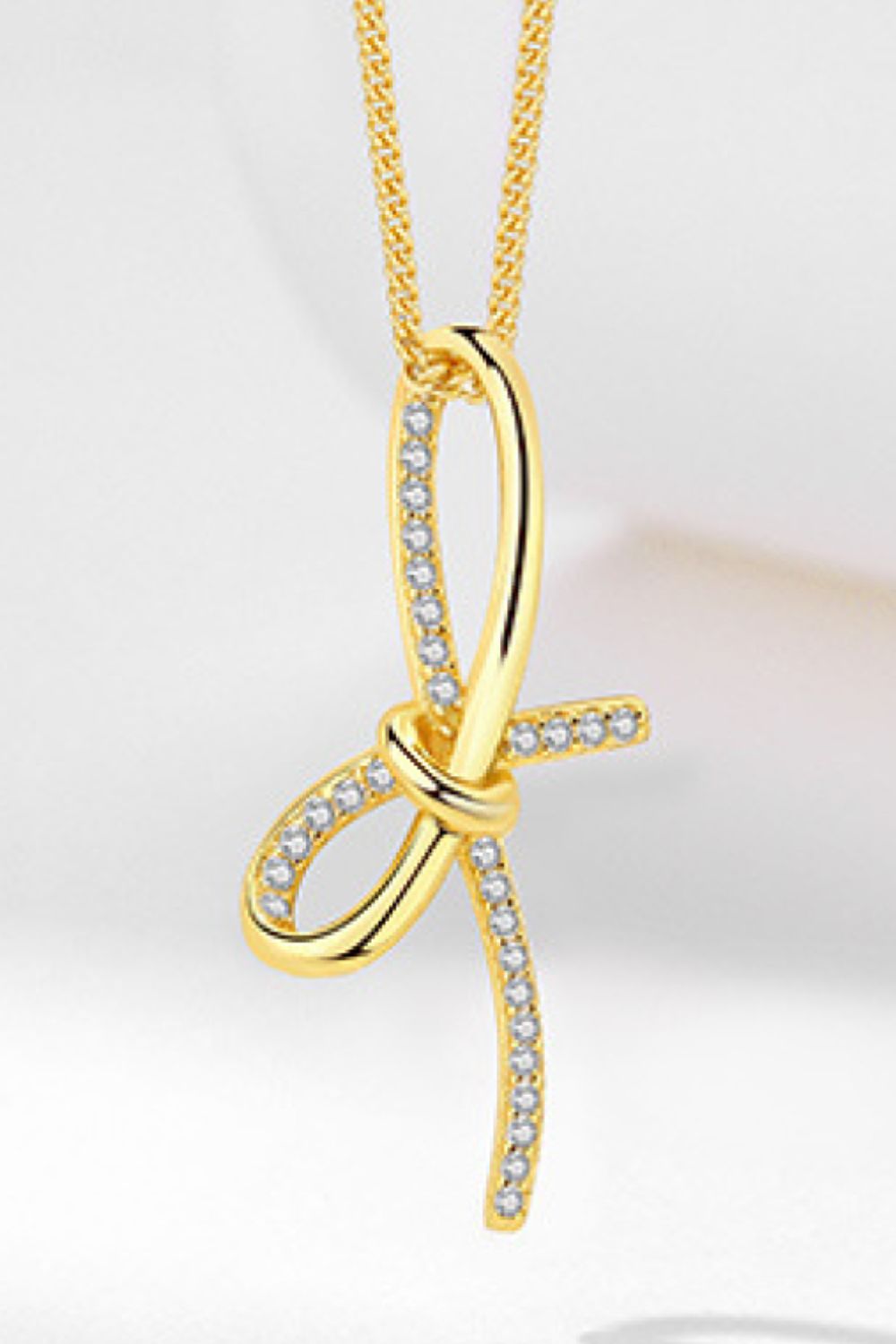 Zircon Bow Pendant Necklace - Flyclothing LLC