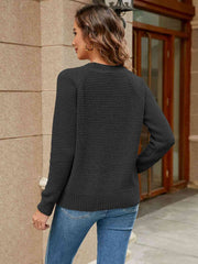 Round Neck Raglan Sleeve Sweater - Flyclothing LLC