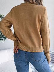 Round Neck Long Sleeve Sweater - Flyclothing LLC