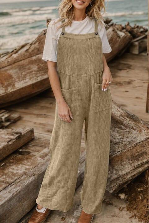 Full Size Wide Leg Front Pocket Jumpsuit - Trendsi