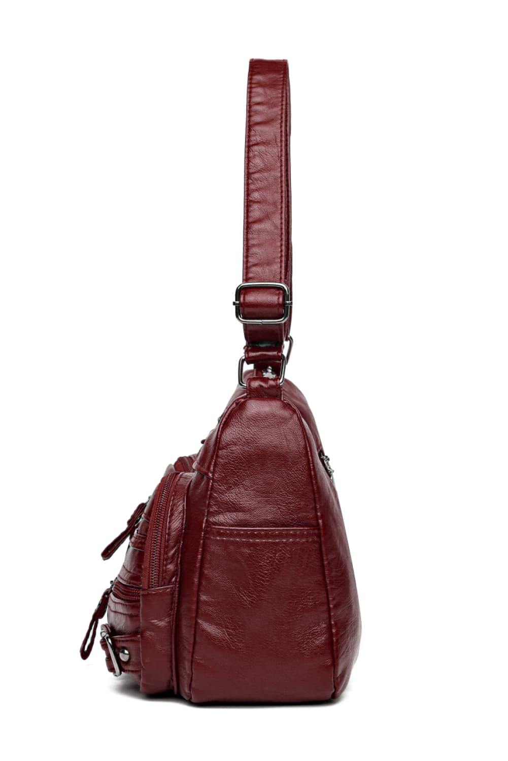 Multi-Pocket PU Leather Crossbody Bag