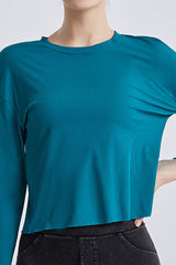 Round Neck Dropped Shoulder Active T-Shirt - Flyclothing LLC