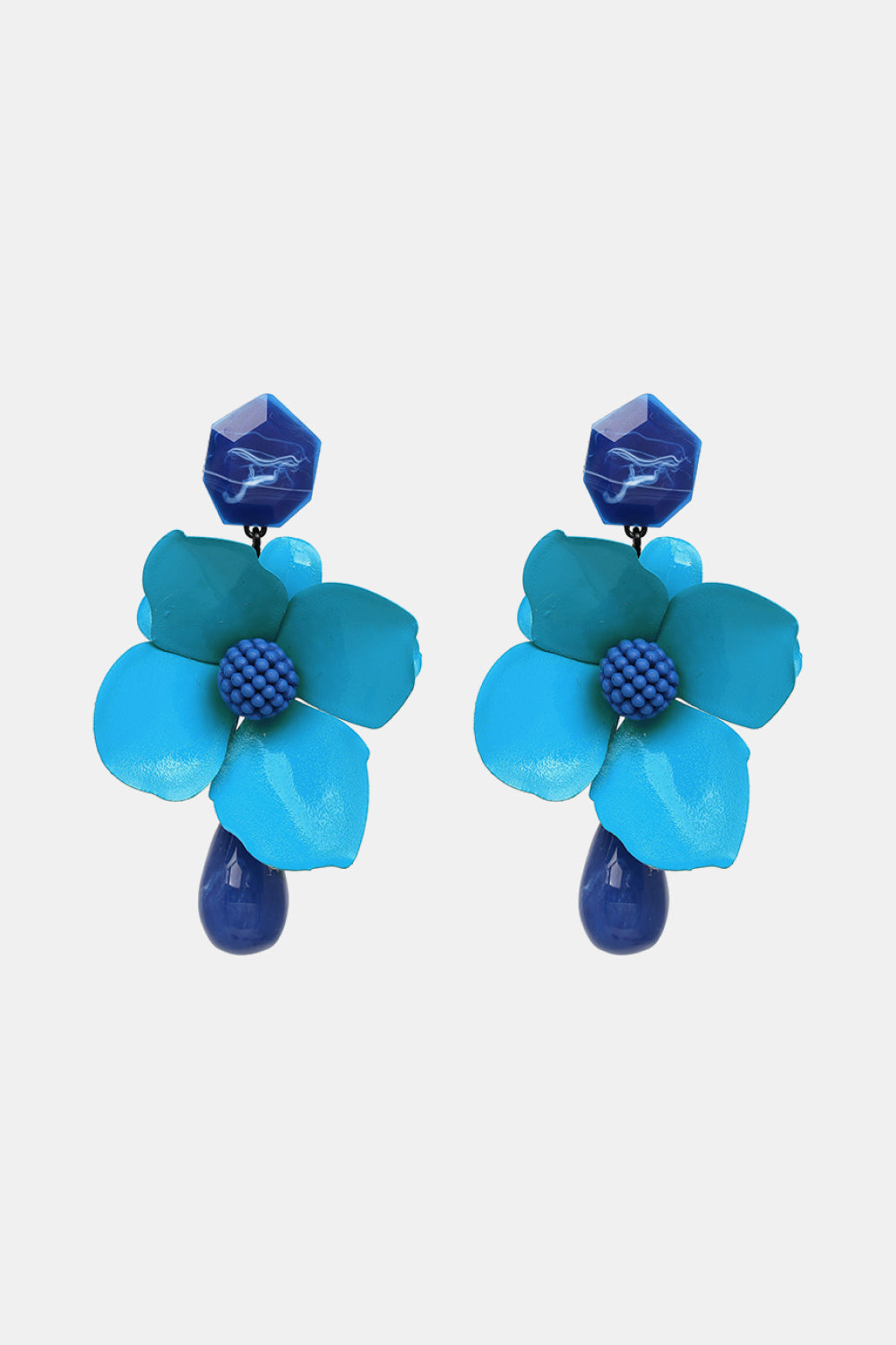 Bloosm Flower and Teardrop Resin Dangle Earrings - Flyclothing LLC