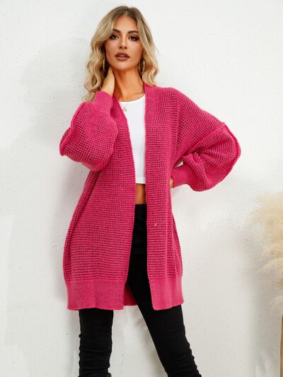 Open Front Dropped Shoulder Cardigan - Flyclothing LLC