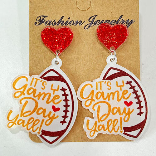 Heart Shape Sports Theme Acrylic Dangle Earrings - Flyclothing LLC