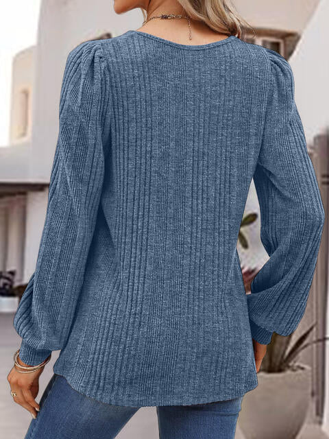 Square Neck Long Sleeve Top - Flyclothing LLC