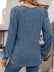 Square Neck Long Sleeve Top - Flyclothing LLC