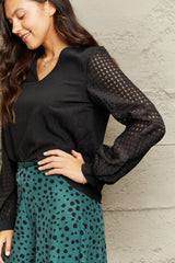 V-Neck Long Sleeve Blouse - Flyclothing LLC