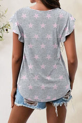 Printed Round Neck Short Sleeve T-Shirt - Trendsi