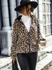 Leopard Zip-Up Hooded Jacket - Flyclothing LLC