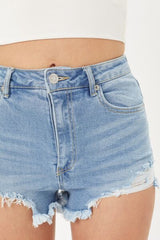 LOVE TREE Raw Hem Cat's Whisker Denim Shorts - Flyclothing LLC