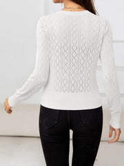 V-Neck Buttoned Long Sleeve Knit Top - Flyclothing LLC