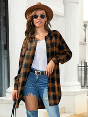 Plaid Button Up Dropped Shoulder Shirt - Flyclothing LLC