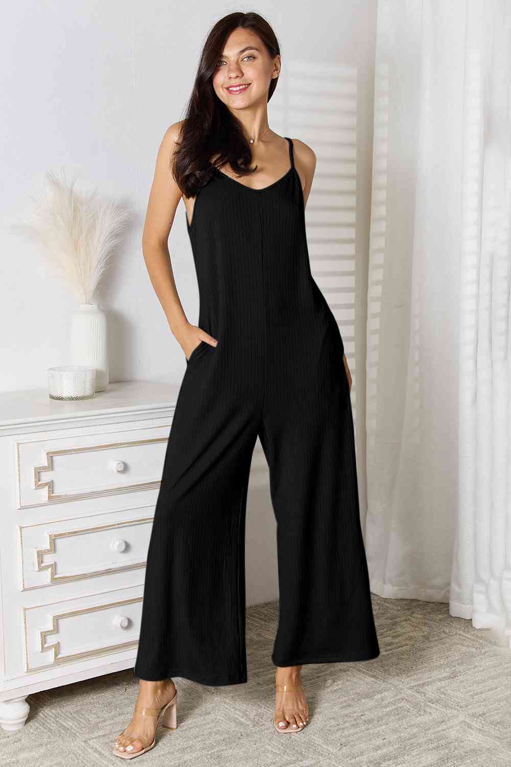 Basic Bae Full Size Spaghetti Strap V-Neck Jumpsuit - Flyclothing LLC