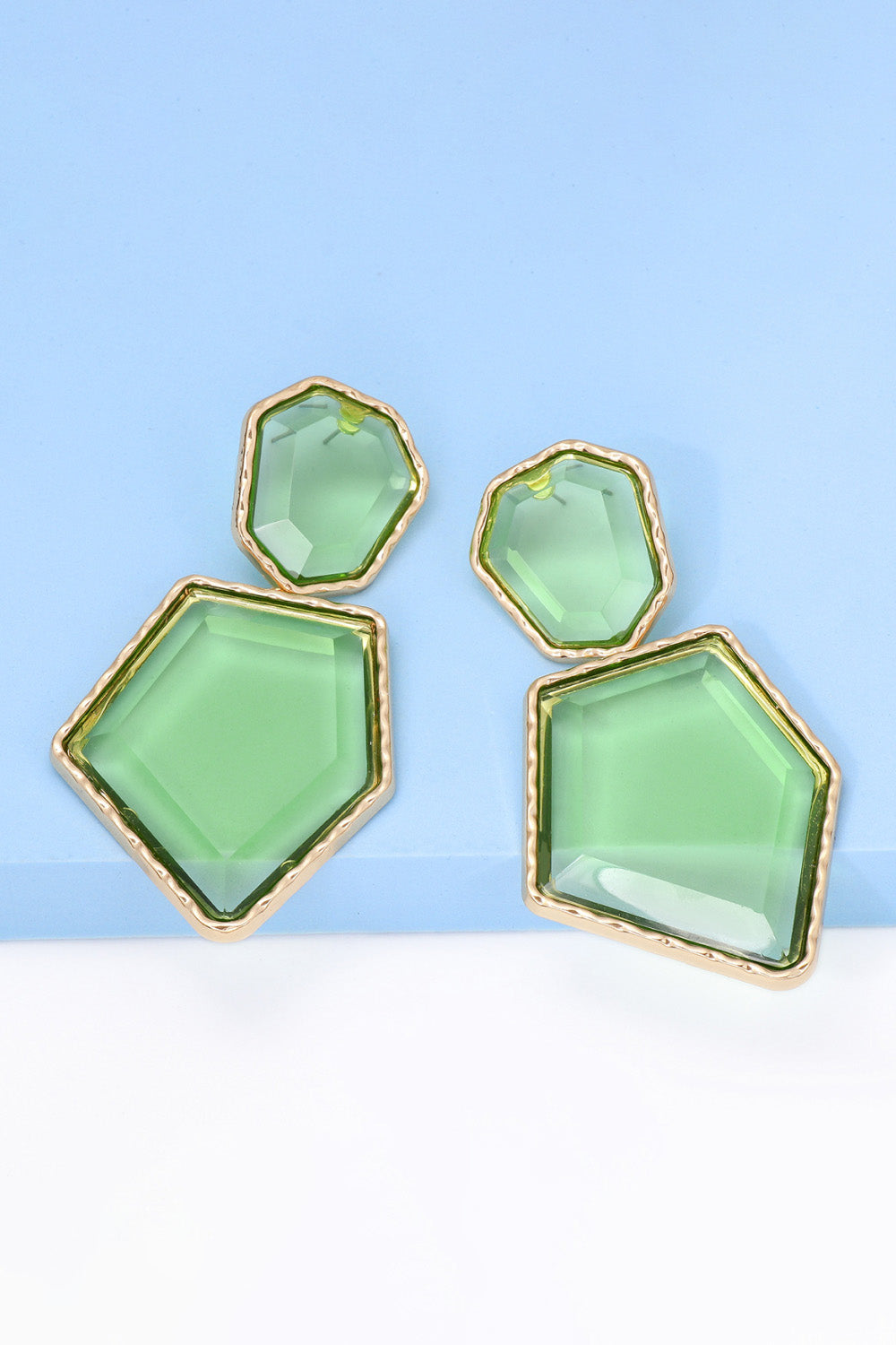 Geometrical Shape Zinc Alloy Frame Resin Dangle Earrings - Flyclothing LLC