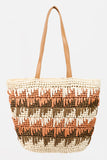 Fame Straw Braided Striped Tote Bag - Flyclothing LLC