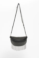 PU Leather Studded Sling Bag with Fringes - Flyclothing LLC