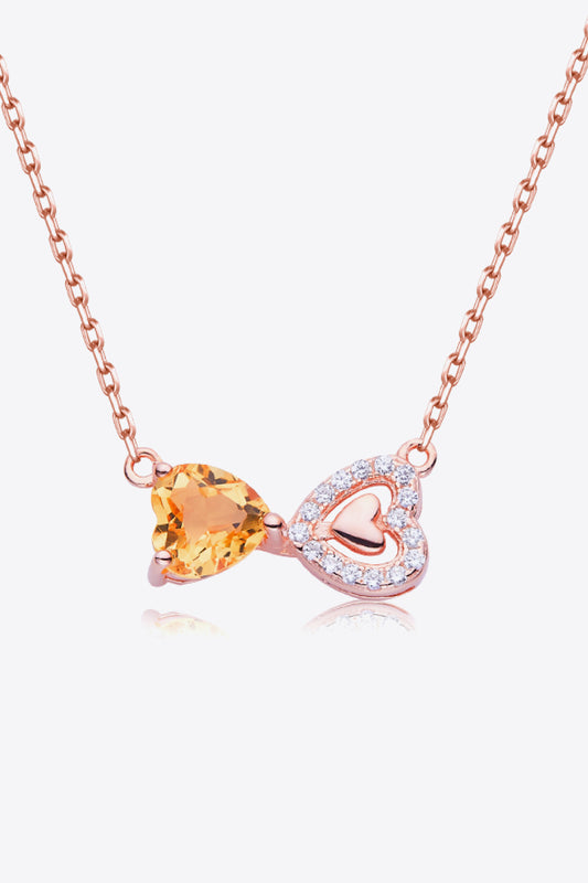 Citrine Heart 925 Sterling Silver Necklace - Flyclothing LLC