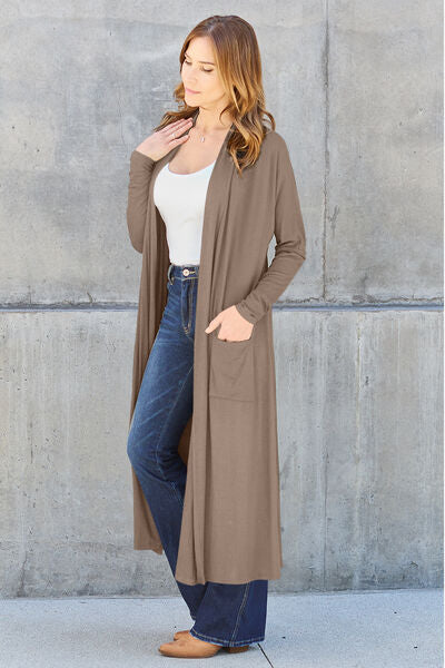 Basic Bae Full Size Open Front Long Sleeve Cover Up - Flyclothing LLC