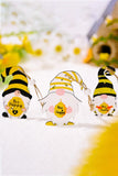 3-Pack Bee Wood Gnome Ornaments - Trendsi