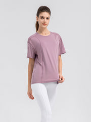 Round Neck Short Sleeve Active Top - Flyclothing LLC