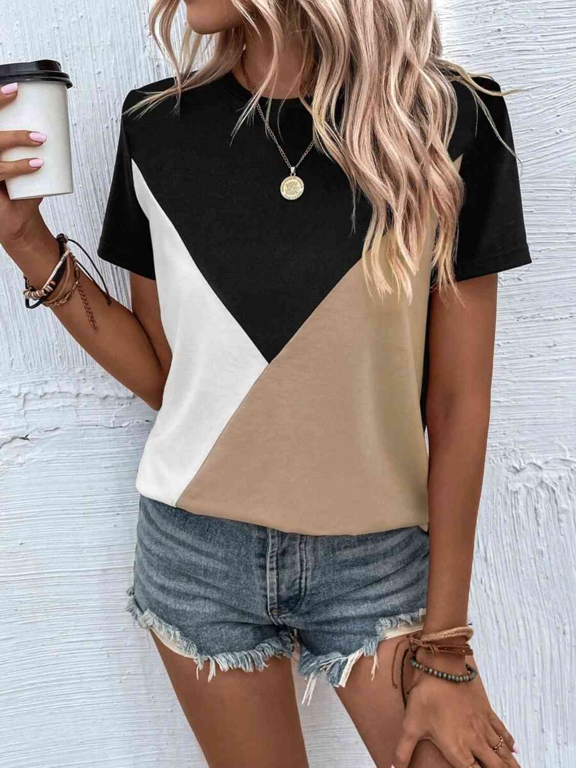 Color Block T-Shirt - Trendsi