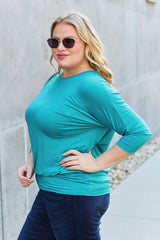 Basic Bae Full Size Round Neck Batwing Sleeve Blouse - Flyclothing LLC