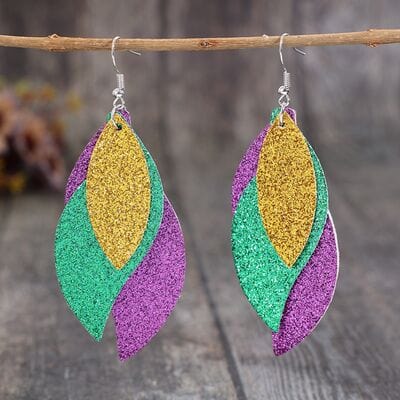 PU Leather Leaf Dangle Earrings - Trendsi