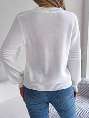 Round Neck Long Sleeve Sweater - Flyclothing LLC