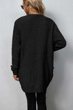 Rib-Knit Open Front Pocketed Cardigan - Flyclothing LLC