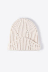 Distressed Rib-Knit Beanie - Flyclothing LLC