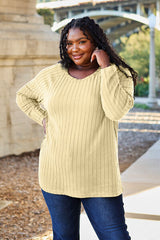 Basic Bae Full Size Ribbed Round Neck Long Sleeve Knit Top - Flyclothing LLC