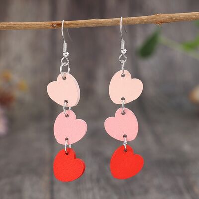 Heart Wood Dangle Earrings - Flyclothing LLC