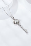 925 Sterling Silver 1 Carat Moissanite Key Pendant Necklace - Flyclothing LLC